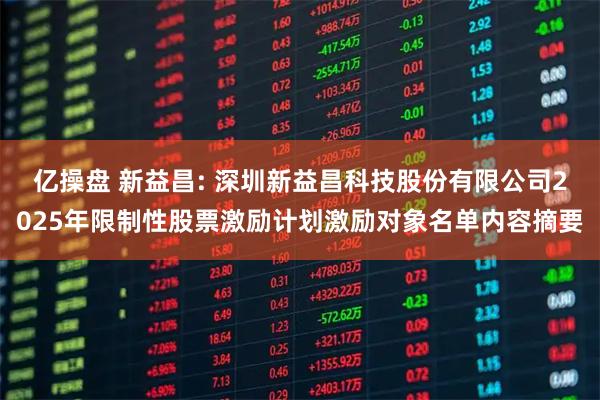 亿操盘 新益昌: 深圳新益昌科技股份有限公司2025年限制性股票激励计划激励对象名单内容摘要