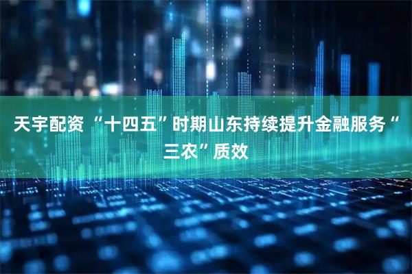 天宇配资 “十四五”时期山东持续提升金融服务“三农”质效
