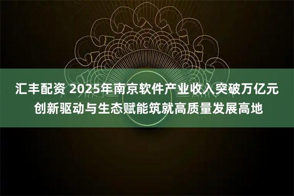汇丰配资 2025年南京软件产业收入突破万亿元 创新驱动与生态赋能筑就高质量发展高地